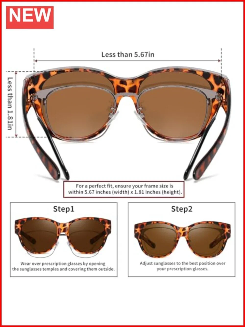 Polarized Cat Eye Fit Over Glasses Sunglasses for Women UV Protection